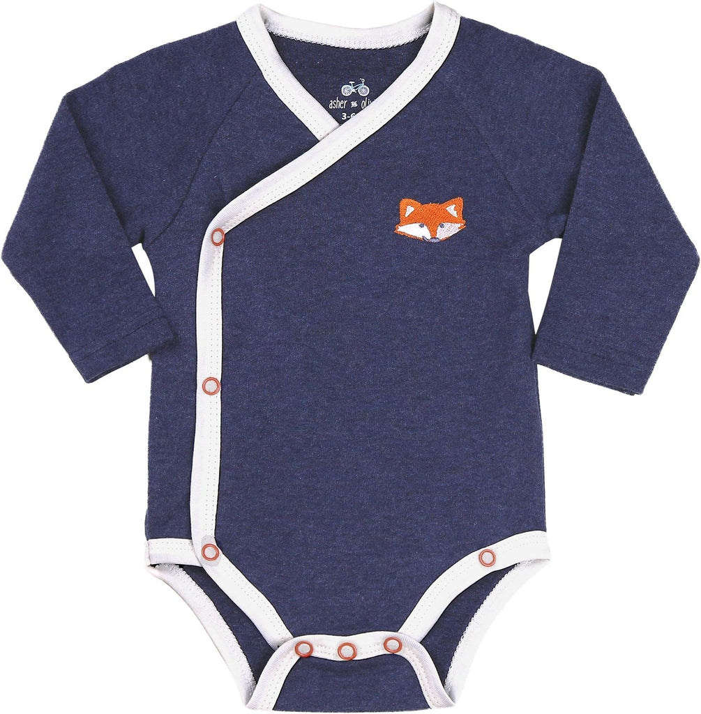 Boy's Pack Long-Sleeve Kimono Bodysuit Set: Side Snap Infant Clothes Bundle