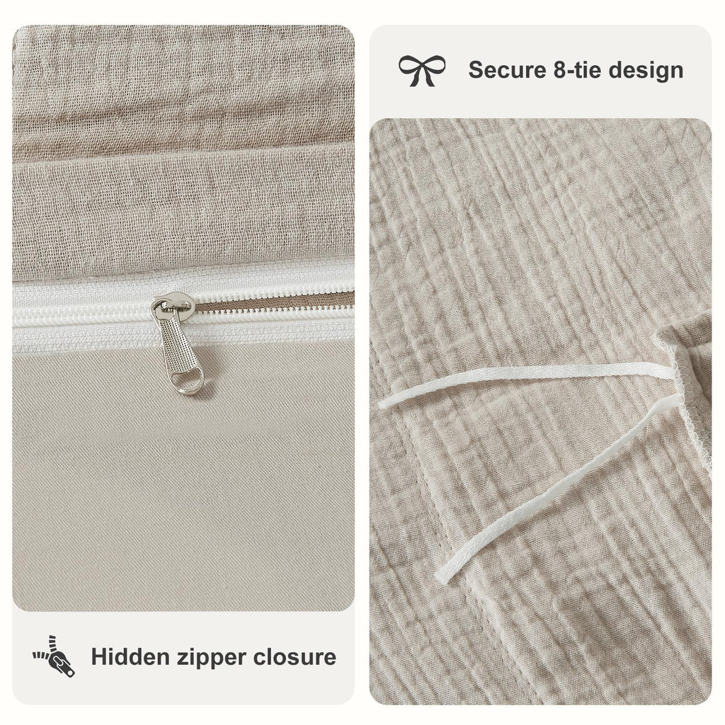 Muslin Duvet Cover, 100% Cotton Gauze, Soft Textured Linen Color