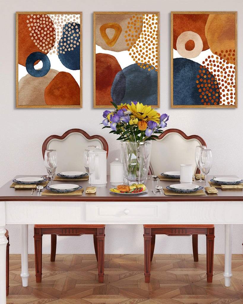 Mid Century Abstract Wall Art, Set of 3, 16 x 24 Inch
