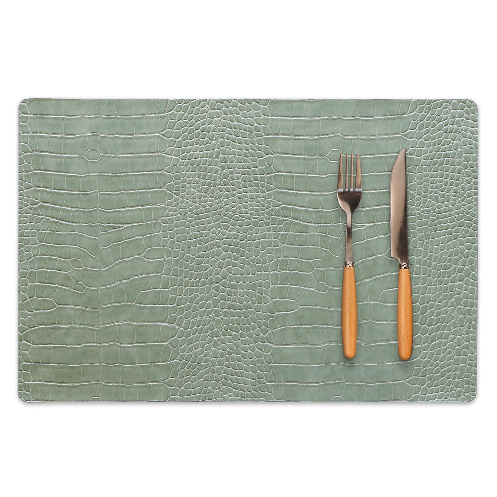 Faux Leather Placemats Set of 4, Waterproof Heat Resistant Dinner Place Mats for Dining Table, Non-Slip Crocodile
