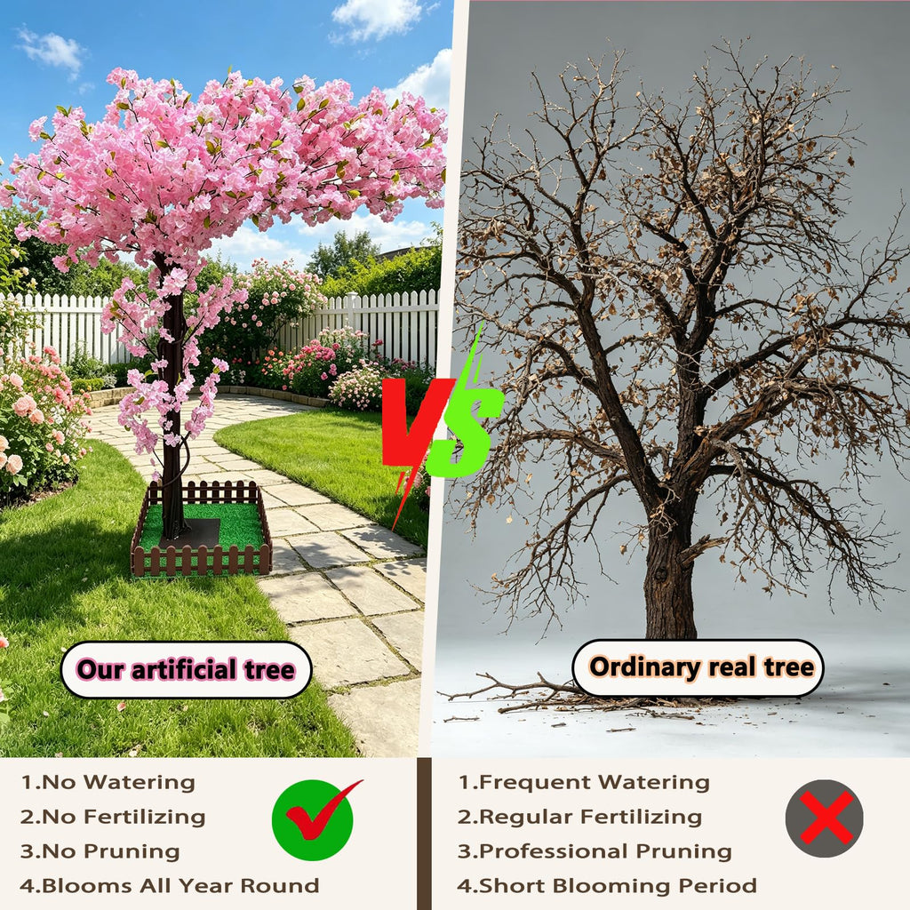 8.2FT Tall Artificial Cherry Blossom Trees Large for Indoor Outdoors, Pink Faux Fake Cherry Blossom Tree for Wedding