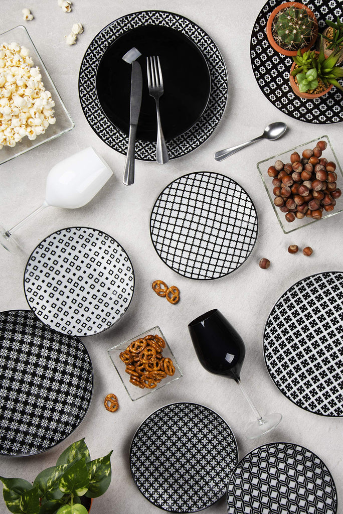 Monochrome 18-Piece Porcelain and Ceramic Stoneware Dinner Set