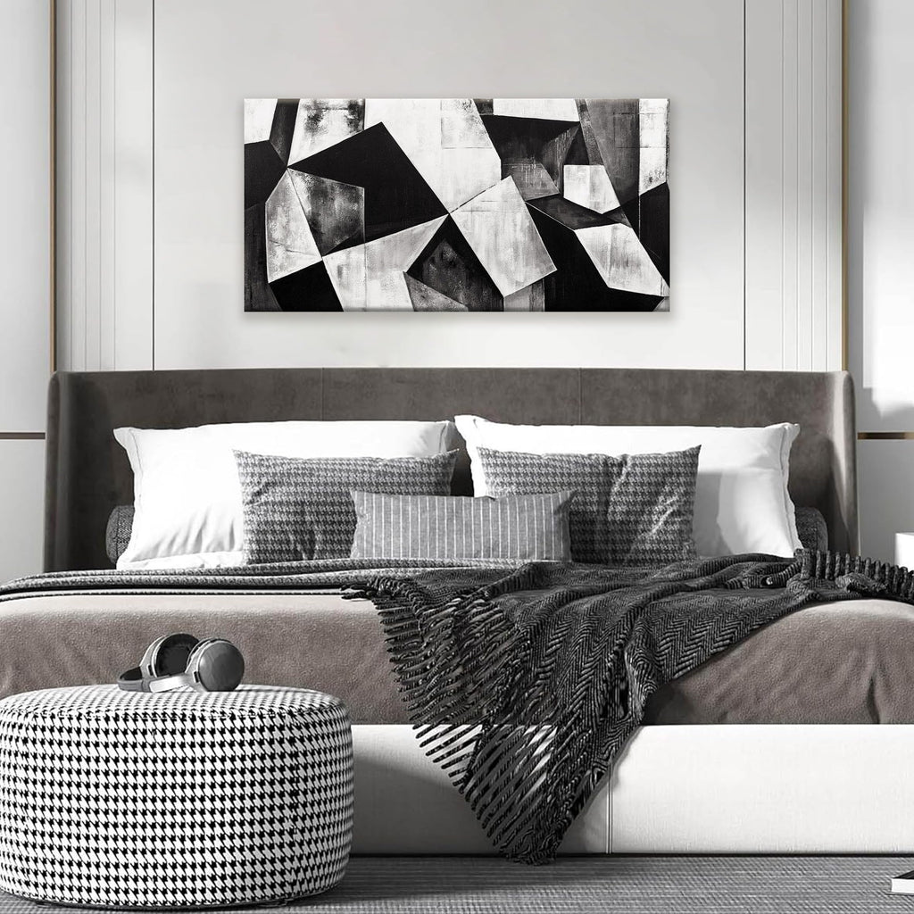 Black And White Wall Art Decor Canvas Art Wall Decor Minimalist Wall Art Geometric Color Block Canvas Artwork