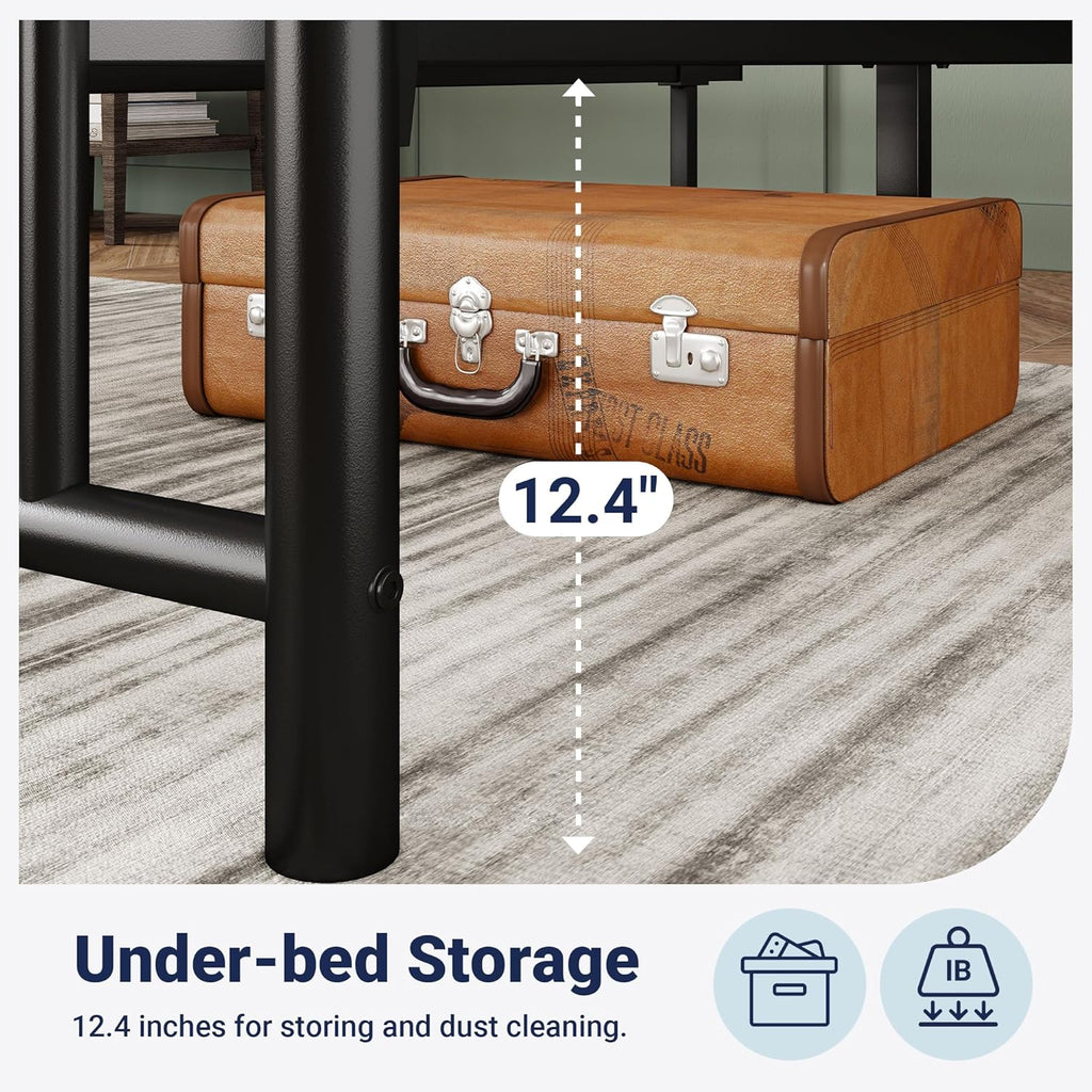 14 Inch King Metal Platform Bed Frame with Victorian Vintage Headboard and Footboard/Mattress Foundation/Under Bed