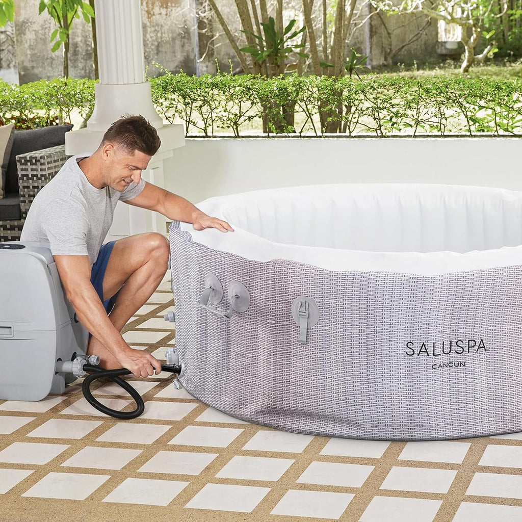 SaluSpa Cancun 2-4 Person Inflatable Hot Tub, Round Energy-Efficient Portable Spa with 120 AirJets, 71" x 26"