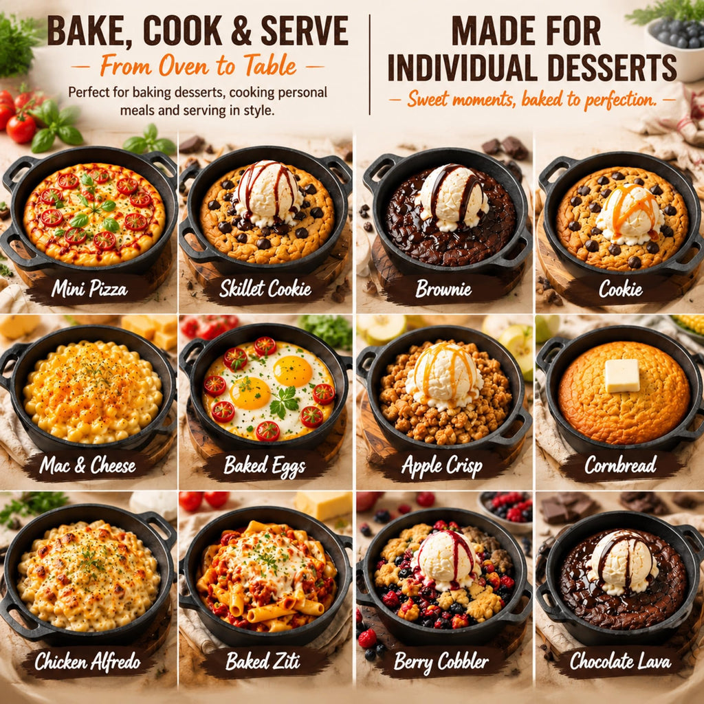 6 Pack Mini Cast Iron Skillets 5 x 5 x 1.3 Inch Pan Ramekin Set
