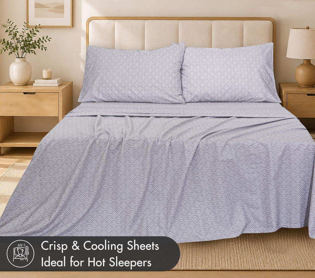 100% Cotton California King Sheets, Percale Weave, Diamond Box