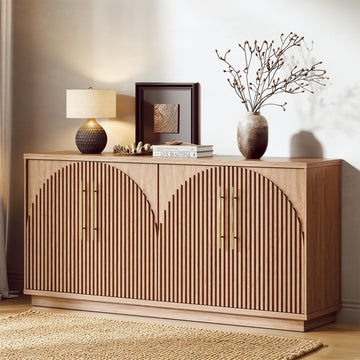 65" Arched Sideboard Buffet Cabinet with Storage, Fluted Credenza