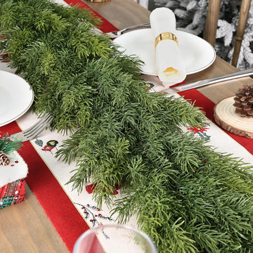 6 Ft Realistic Christmas Cedar Garland, Thick Faux Green Garland