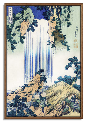 Floating Frame Canvas Print Wall Art - Japan Woodblock Art A Tour of The Waterfalls of The Provinces by Katsushika