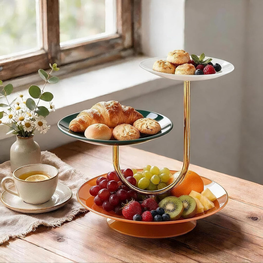 Modern Color 3 Tier Cupcake Stand, Tempered Glass Dessert Stand for Coffee