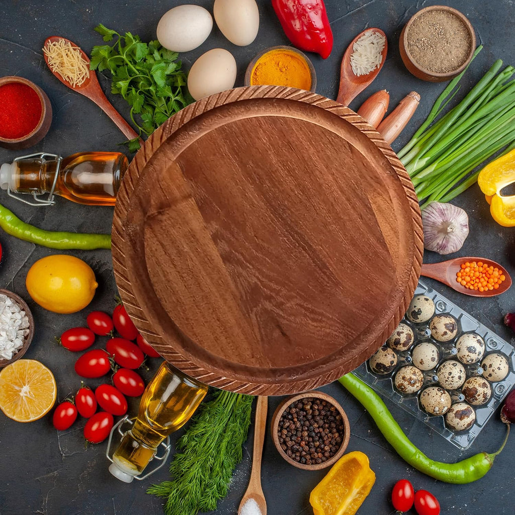 Wood Trivet for Hot Pots and Pans - 10x10 Reversible Acacia Cutting Board & Serving Tray - Rustic Wooden Trivet