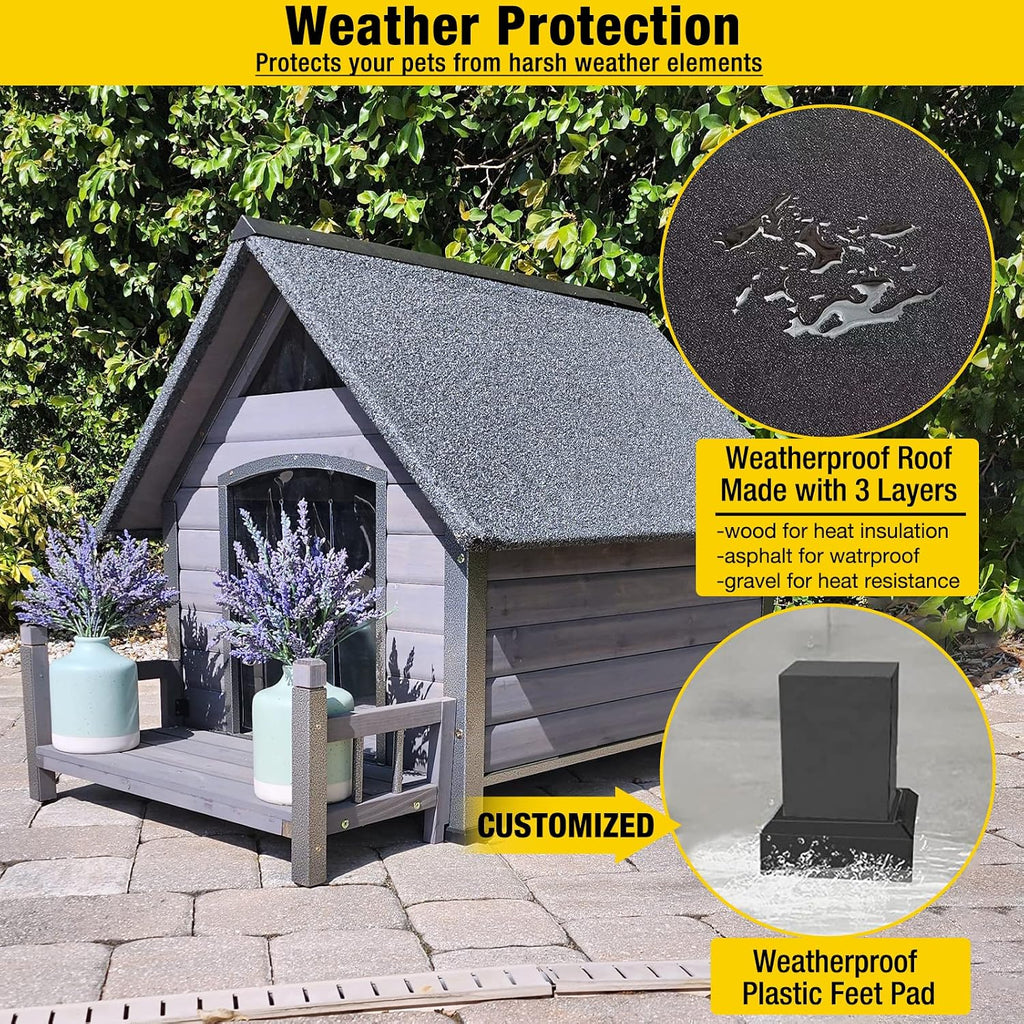 Dog House Outdoor Anti-Chewing Midum Dog Log Cabin Weatherproof Outside Puppy Cage Indoor Dog Kennel