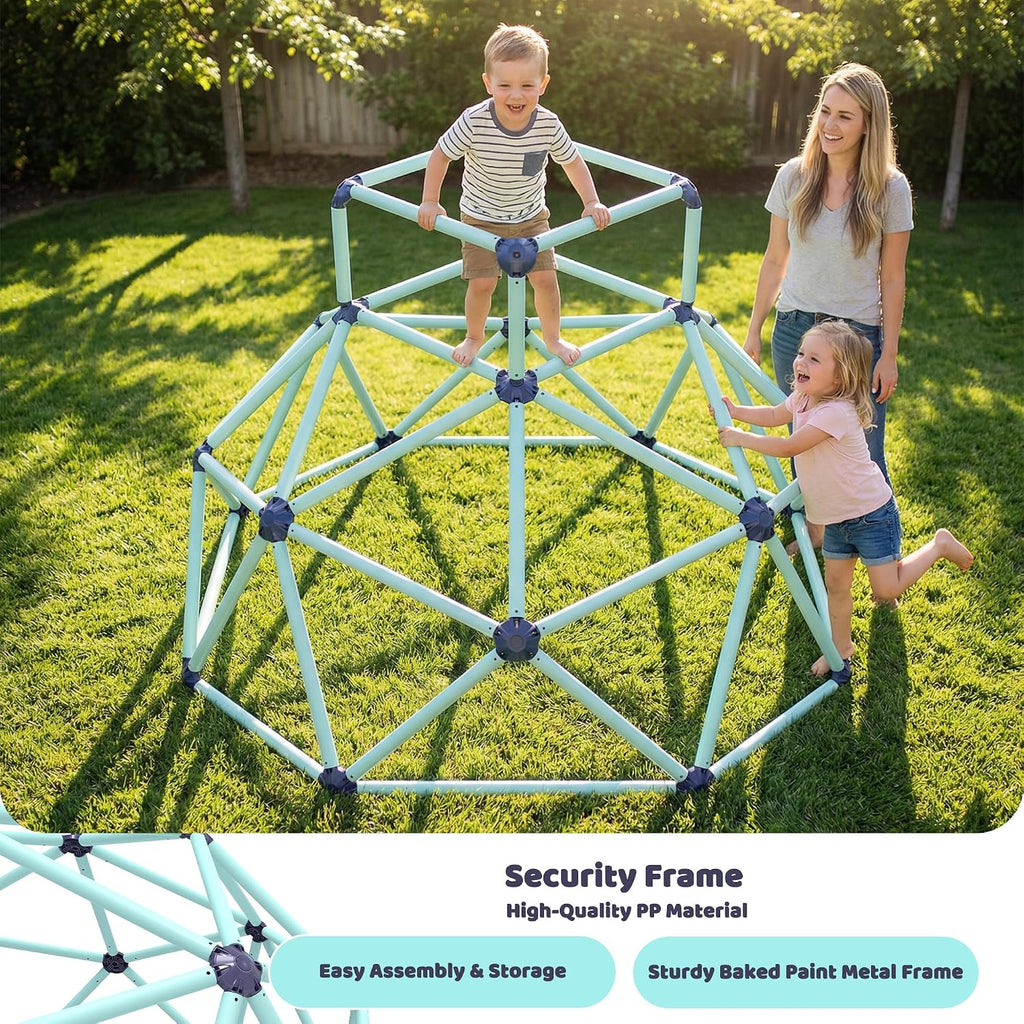 Geometric Climbing Dome - Sturdy Steel Frame, All-Weather, for Kids 3-10 (Blue)