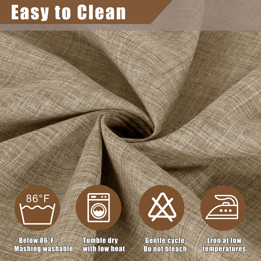 Khaki Faux Linen Tablecloth Rectangle 60x84 Inch for 6 Ft Tables