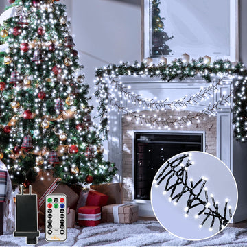 Cluster Lights Christmas 1000LED 49FT, Cool White Plug in Tree Light