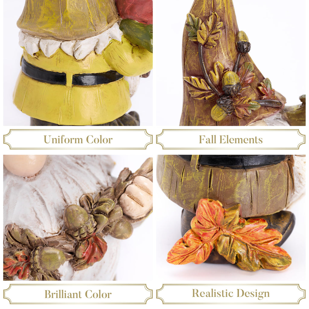 Fall Decorations, 3 Pcs Fall Gnomes Decor for Table Indoor Outdoor, Resin Thanksgiving Decorations Garden Figurines