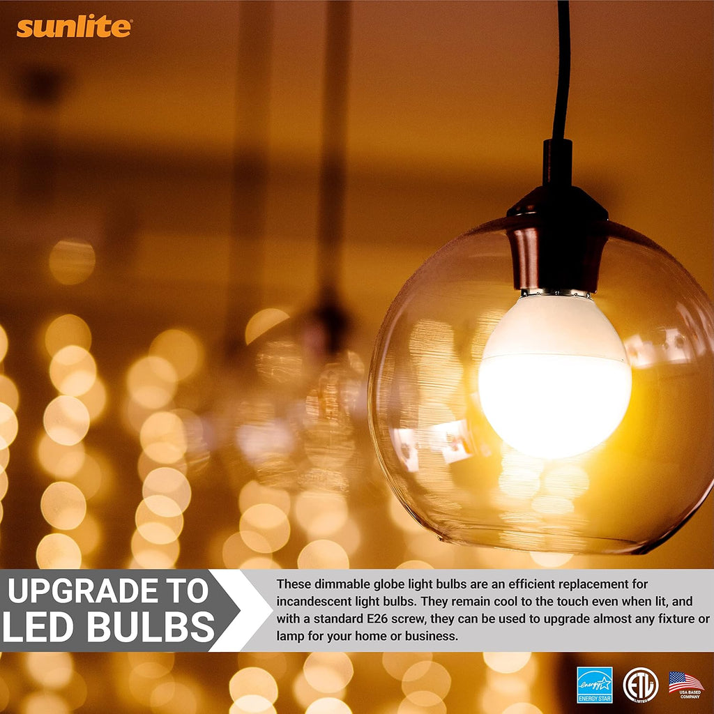 G16 LED Dimmable Decorative Globe Vanity Light Bulbs, Frosted, 5W (40W Equiv.), 350 Lumens, Medium E26 Base, Mirror