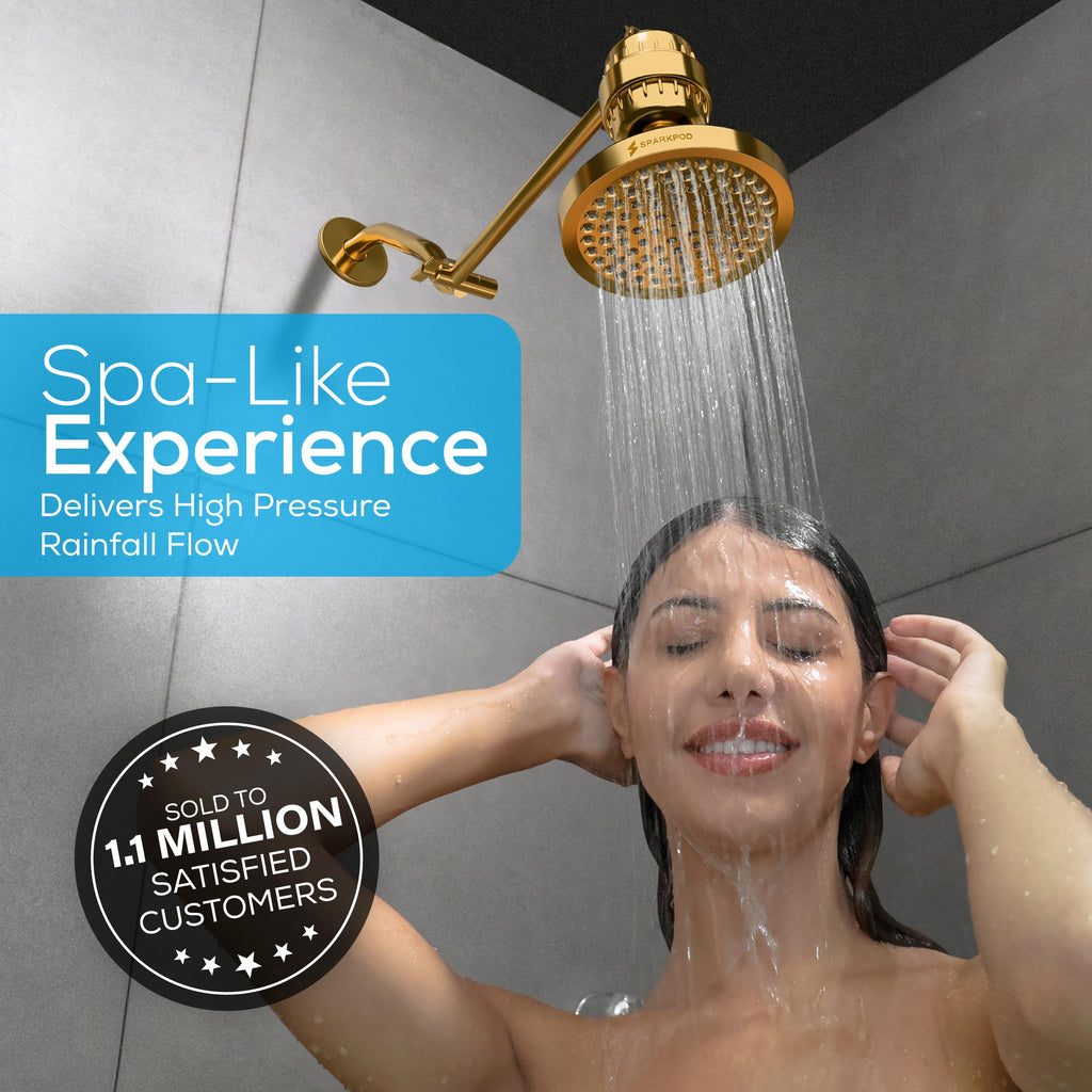 Rain Shower Head, 6 Inch Round, Egyptian Gold Finish