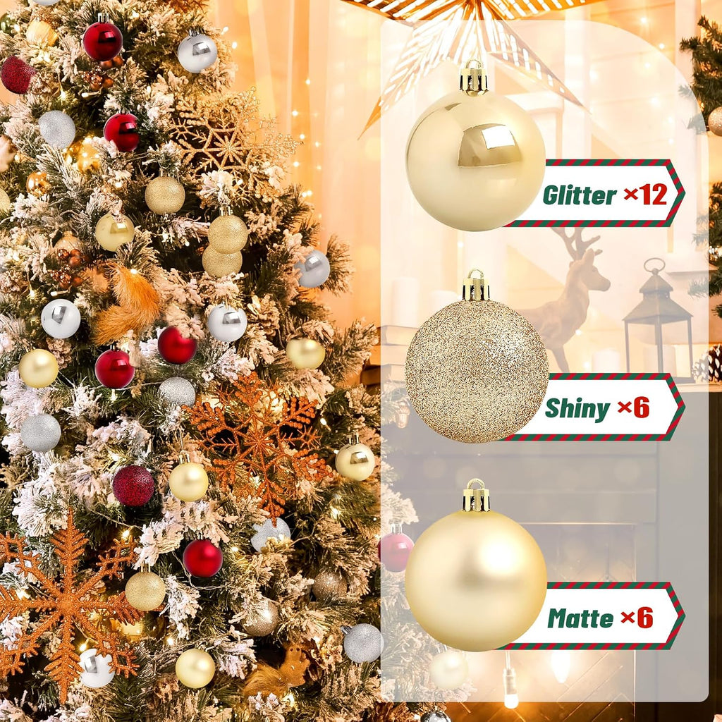 Christmas Ball Ornaments, 48-Pack, 2.5-Inch, Champagne