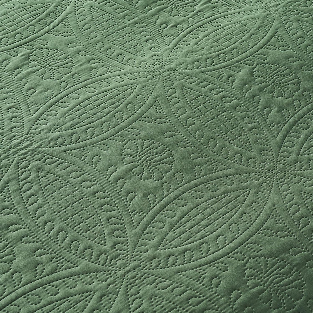 Queen Quilt Bedding Set,Olive Green Ultrasonic Full/Queen Quilt Set,Lightweight Soft Bedspread Coverlet,Modern Style