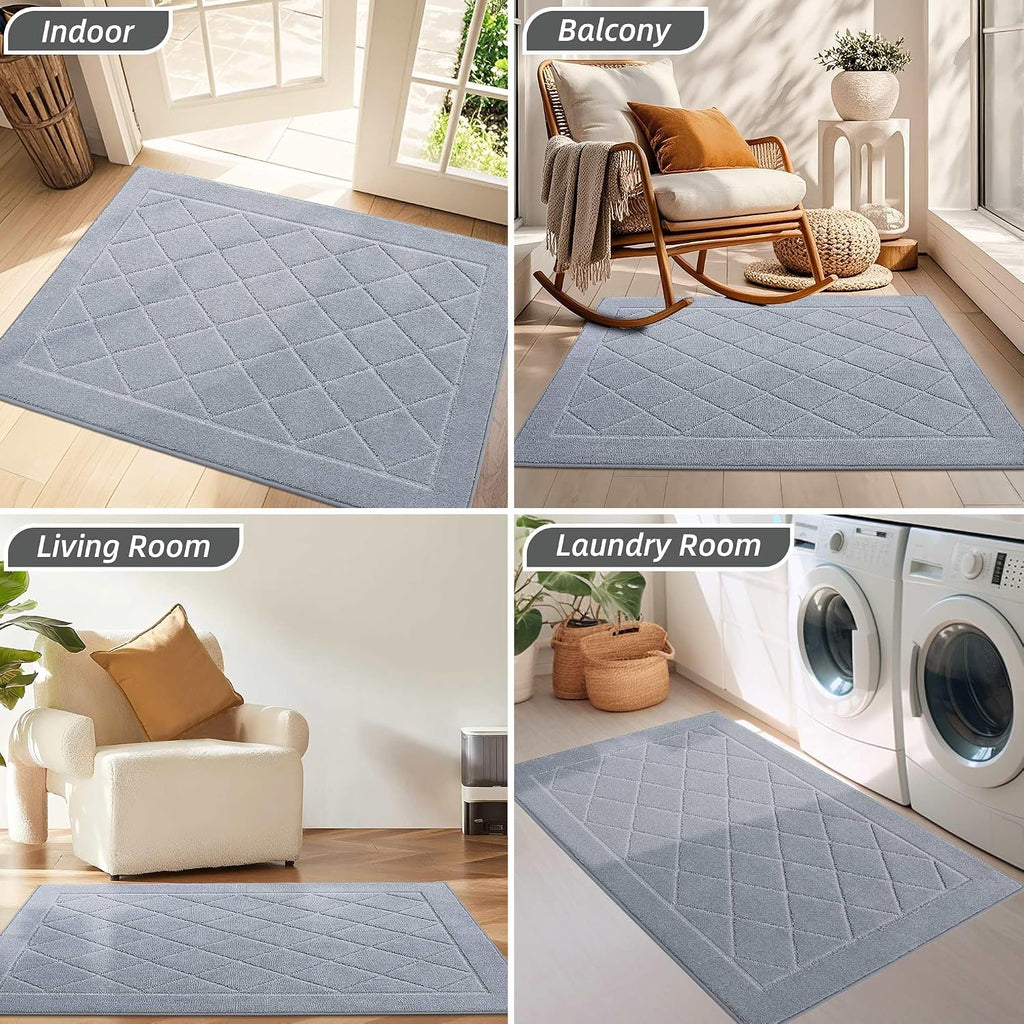 Dirt Trapper Door Mat 24" x 36", Doormat Non-Slip, Grey | Entryway Rugs Washable, Dog Door Mat Stain Resistant and