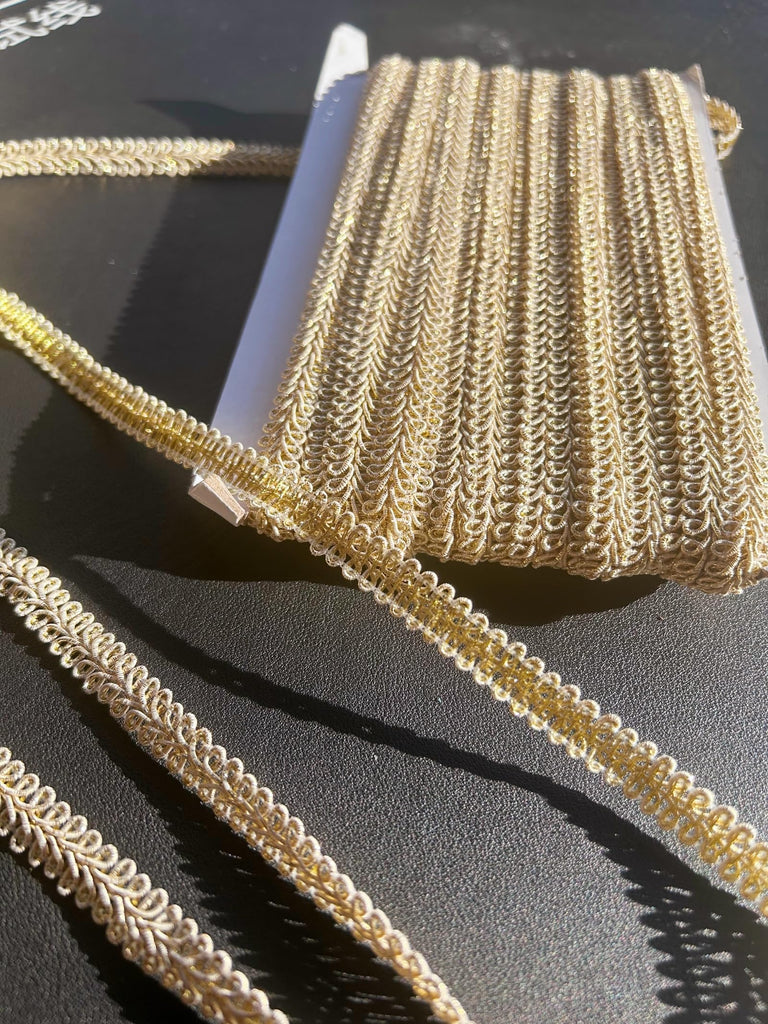 Gold Braid Lace Trim 0.4 Inch Gimp Braid Trim for Wedding Bridal Costume Sewing DIY Crafts Clothing - 10 Yards
