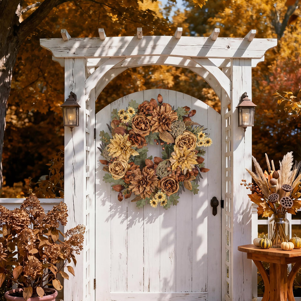 24in Fall Wreaths for Front Door Artificial Autumn Wreath
