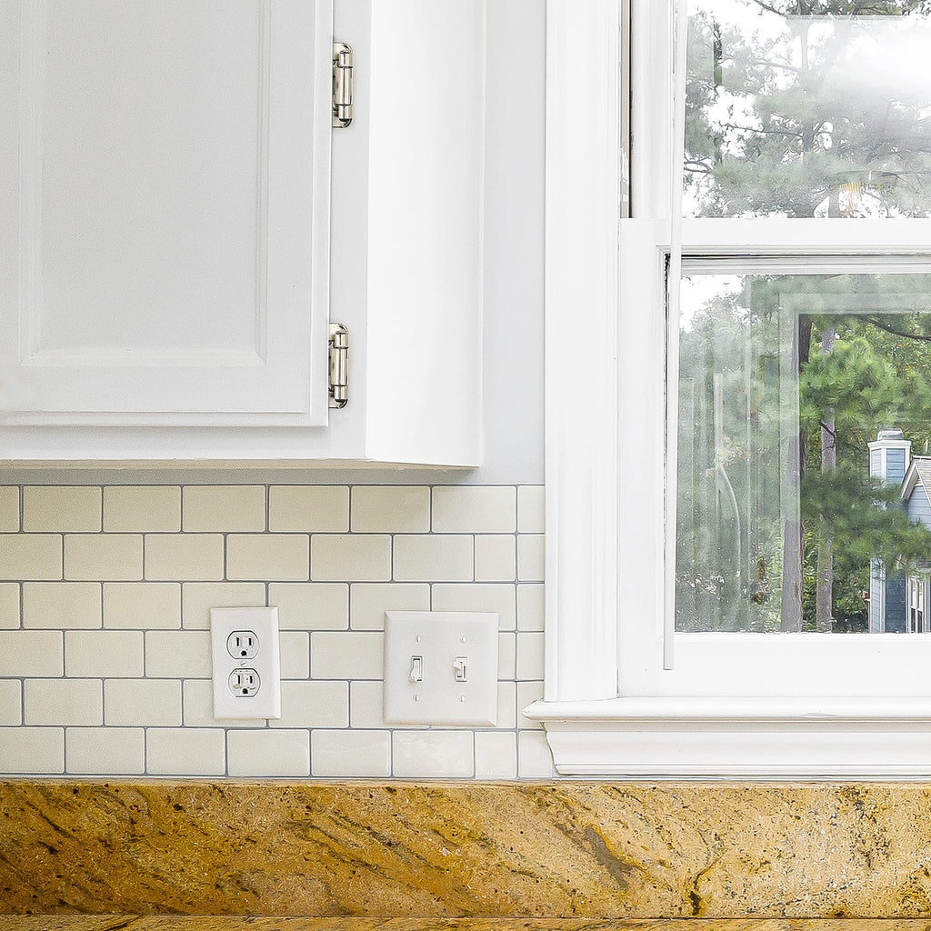 Satin Nickel Kitchen Cabinet Hinges, Semi Wrap 1/2" Overlay, 60 Pack