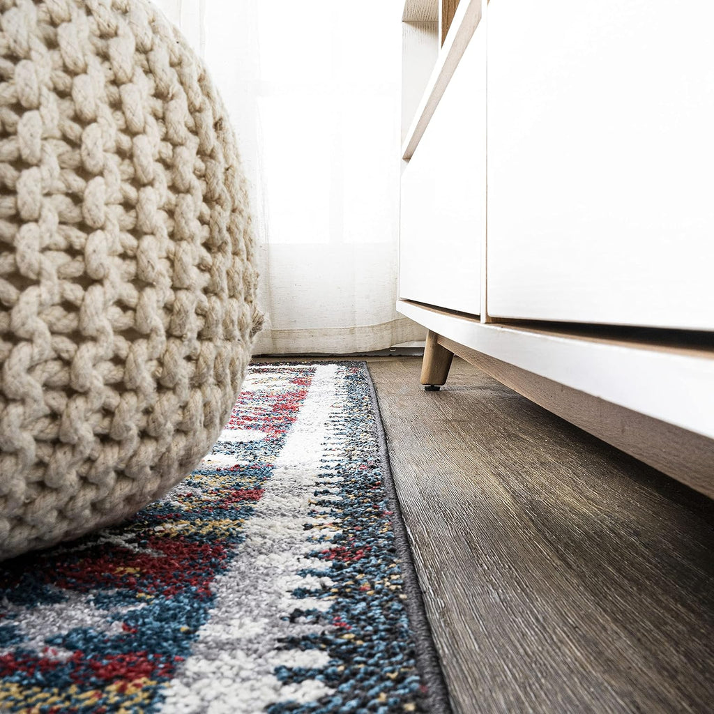 Dhiya Distressed Kilim Multi Indoor Area Rug, Bohemian, Vintage, Easy-Cleaning, Pet Friendly, Non-Shedding