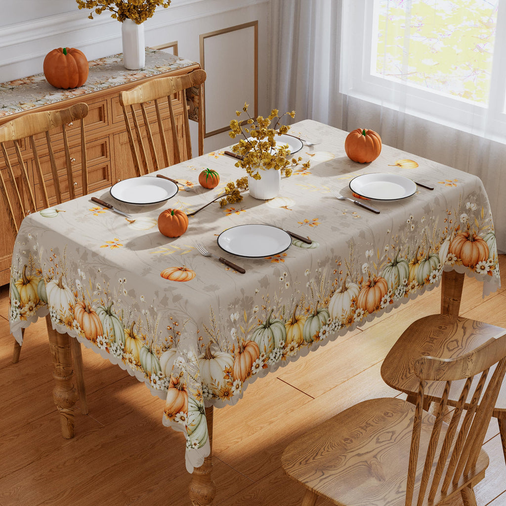 Fall Tablecloth Rectangle 60x120 Inch Thanksgiving Home Party Decor