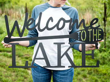 Metal Outdoor Welcome to the Lake Sign | Lake House Cabin Decor