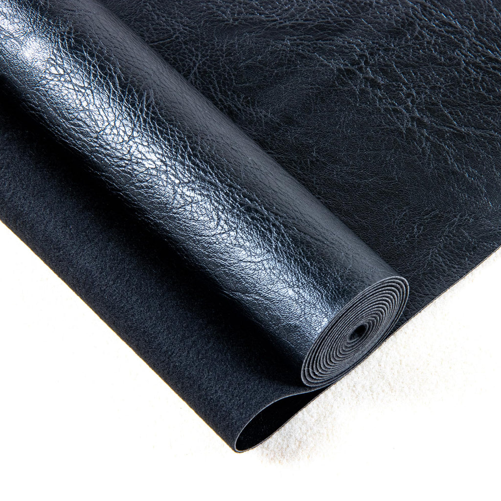 Black Faux Leather Sheet for Handicraft Making, Textured Surface&Cotton Backing, 36x53 Inchs, 0.8mm Thick, for Leather