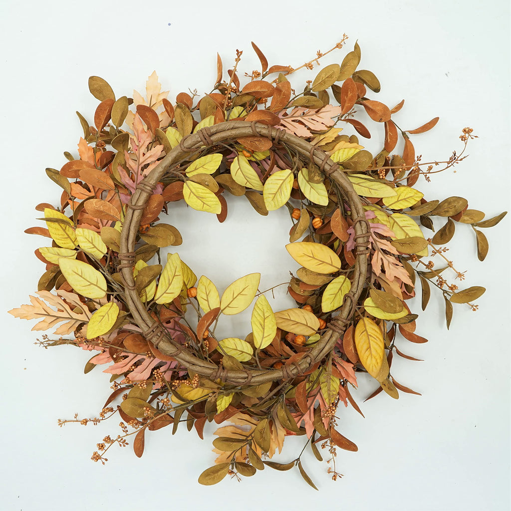 Artificial Fall Wreath for Front Door Autumn Wreath Decor