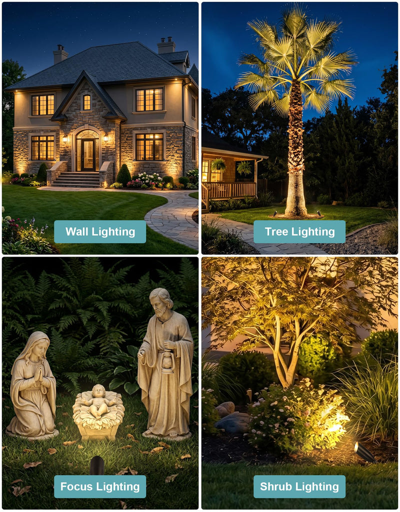 Solid Brass Outdoor Landscape Spotlights, Heavy Duty Low Voltage Landscape Lighting with 5W 2700K Aluminum MR16
