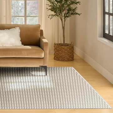 Home Nordic Ivory Black Area Rug - Easy Clean, Non Shedding, Bed Room, Living Room, Dining Room, Kitchen (8'