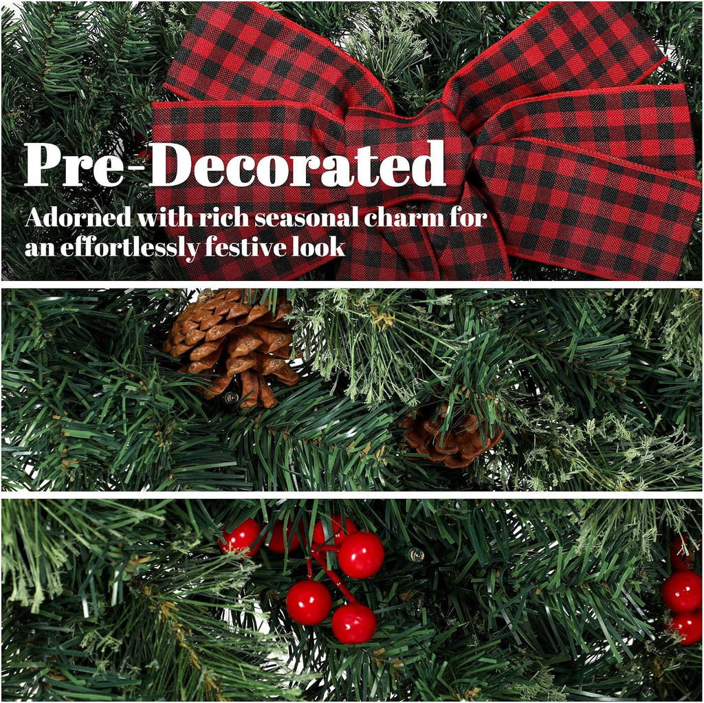36 in Pre-Lit Crestwood Spruce Artificial Christmas Wreath, Green