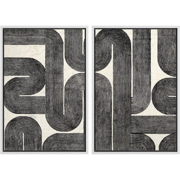 Framed Wall Art Print Set Black and White Geometric Line Abstract Photography Modern Art Rustic Relax/Calm Multicolor