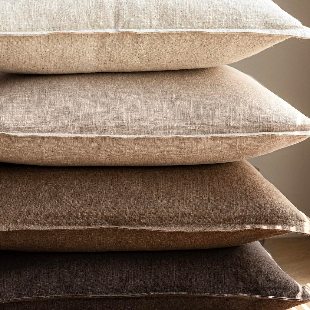 Linen Solid Decorative Throw Pillow Covers 24x24 Reddish Brown