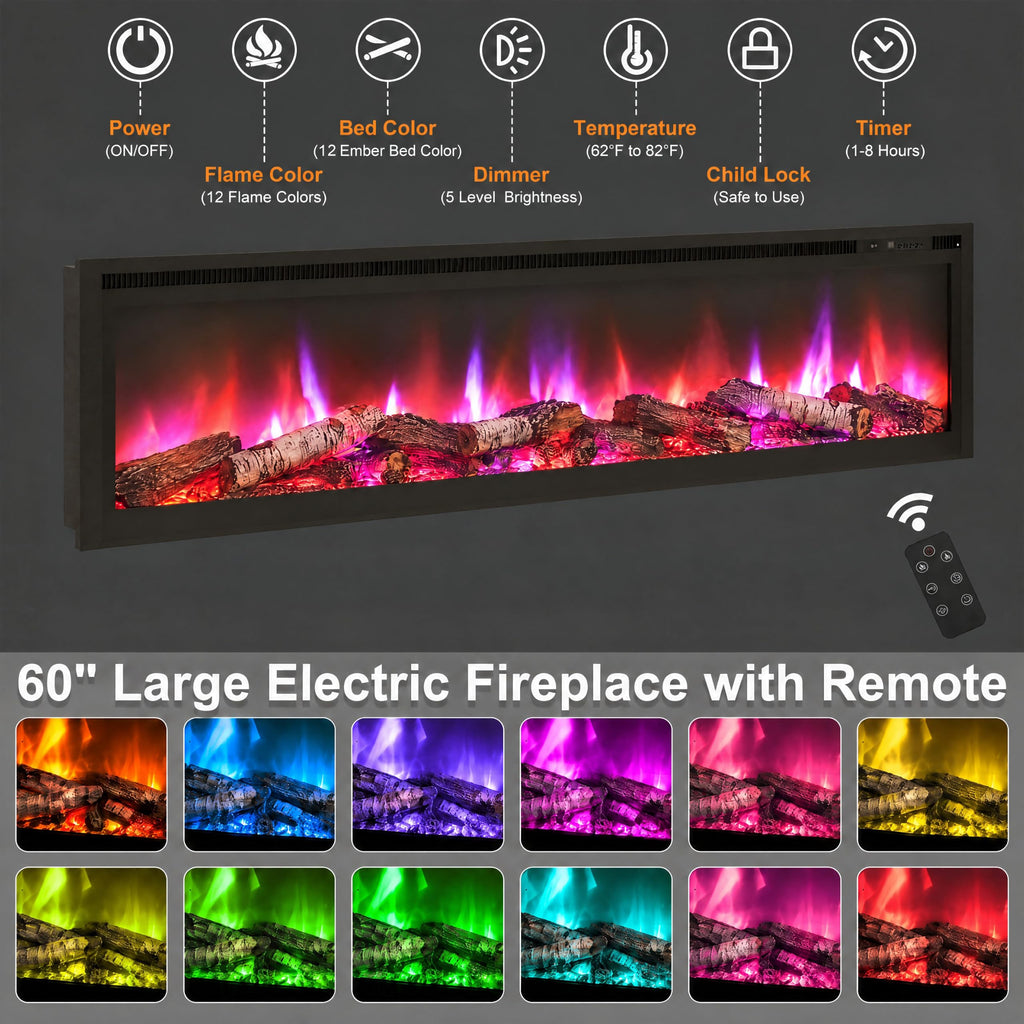 95" Fireplace TV Stand, Farmhouse Entertainment Center for 100" TV, White