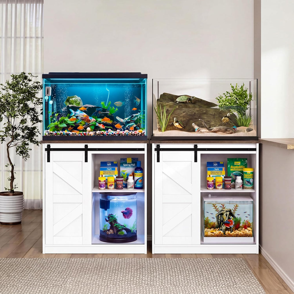 20/29/30 Gallon Farmhouse Fish Tank Stand with Storage Aquarium Stand