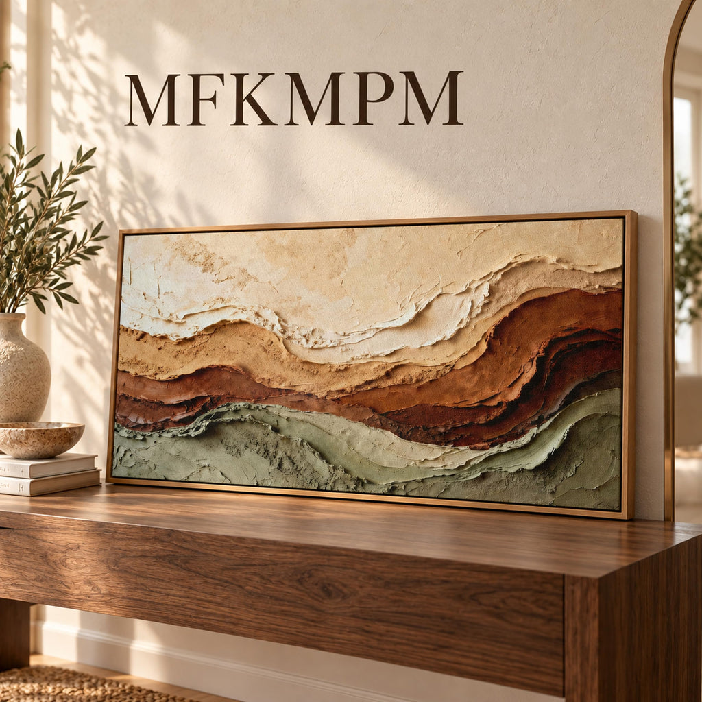 Earth Tone Layered Abstract Wall Art, Framed Canvas, 24x Inch