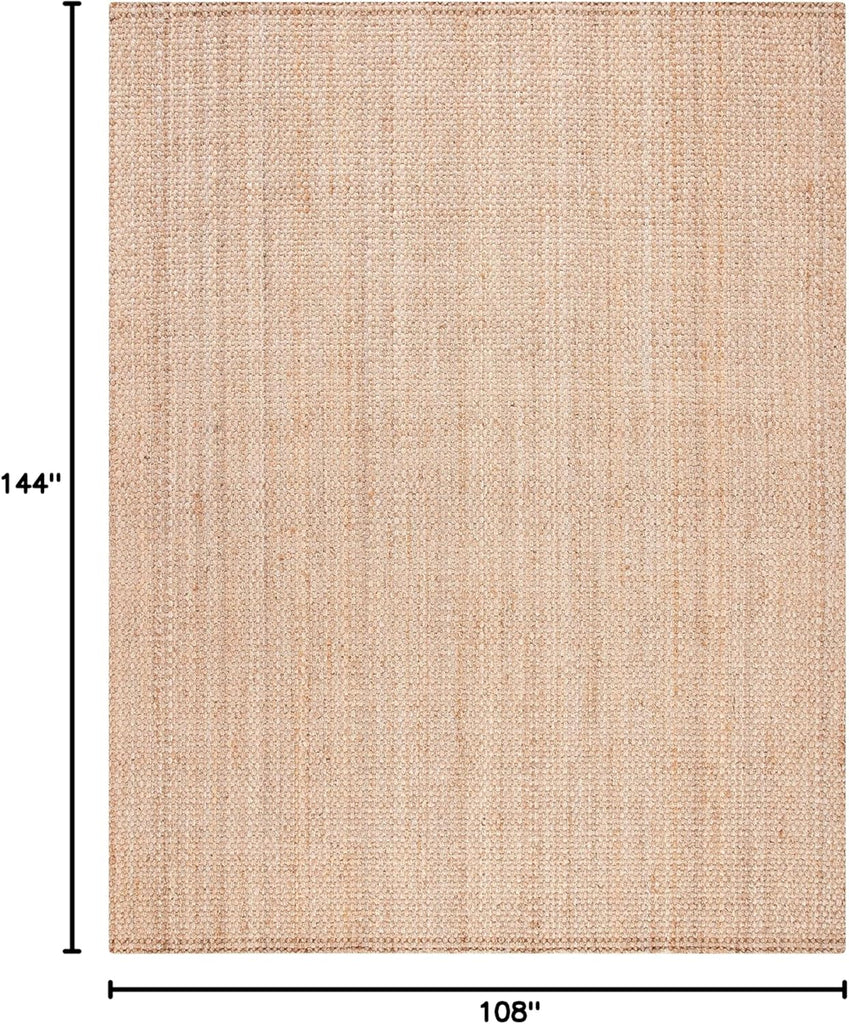 Area Rug 9x12 - Natural Fiber - Large - Natural Brown, Handmade Jute, Basketweave Design