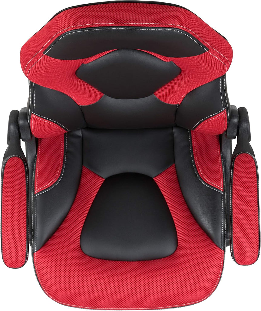 X10 Gaming Chair Racing Office Ergonomic Computer PC Adjustable Swivel Chair with Flip-up Arms, Red/Black LeatherSoft