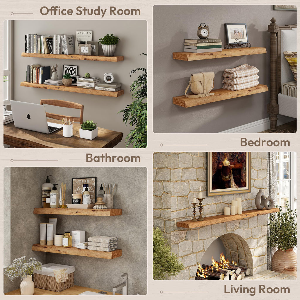 36in Wood Floating Shelves for Wall Mounted, 2Pack|Natural