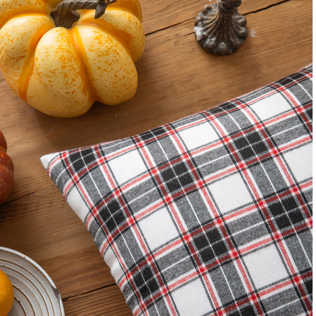 Christmas Plaid Throw Pillow Covers Black 20 x 20 mas Decor