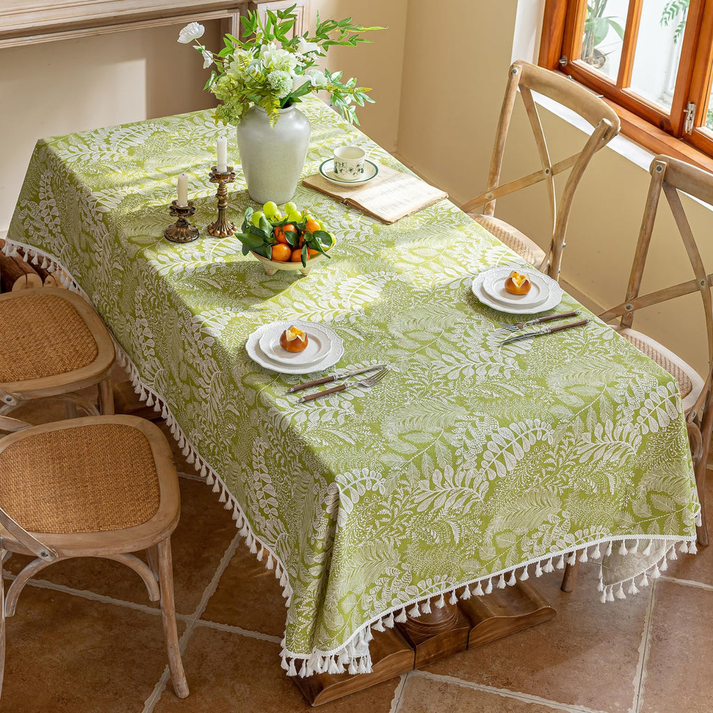 Cotton Linen Tablecloth for Rectangle Tables 78x54 Inch