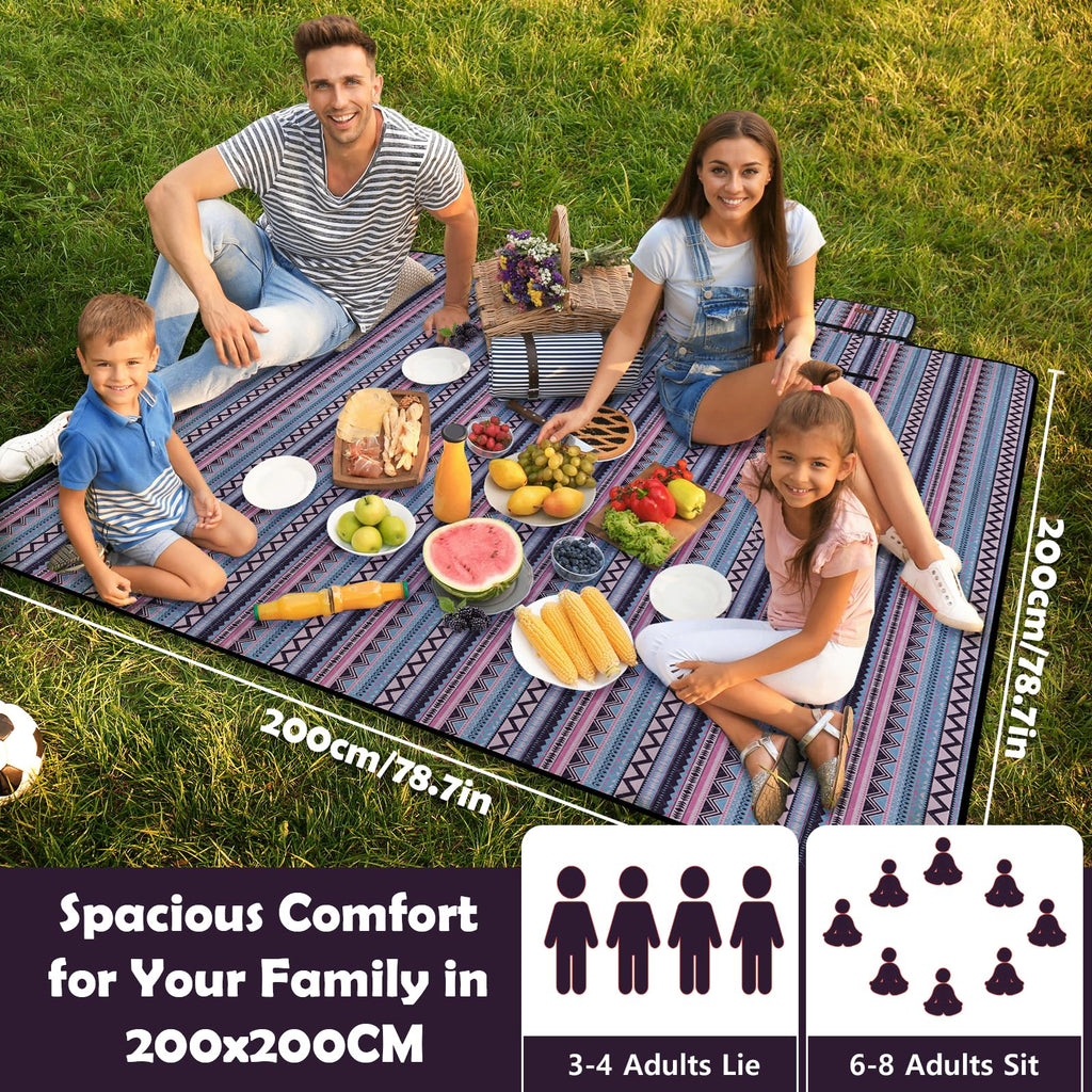 Waterproof Picnic Outdoor Blanket, 79"x79" Beach Camping Mat