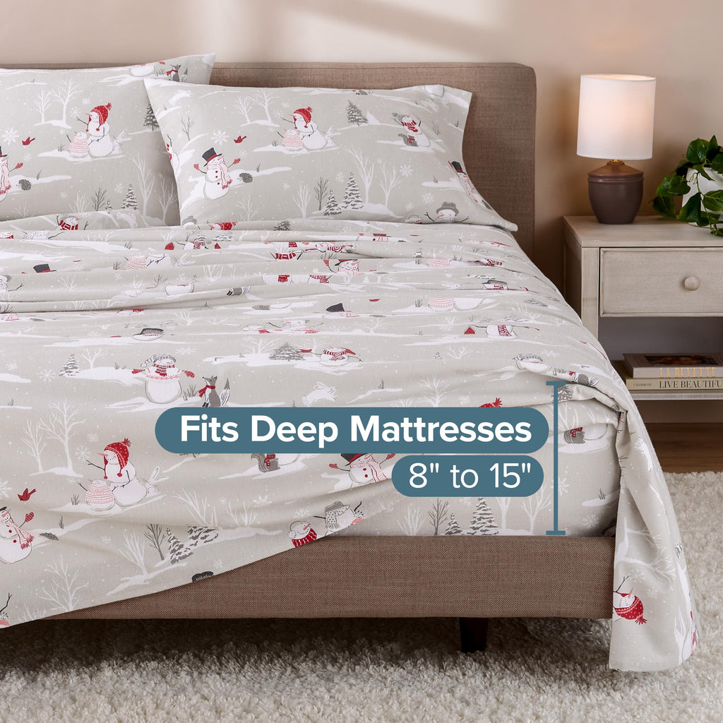 Flannel Sheet Set Prints (Cal King, Snowmen)