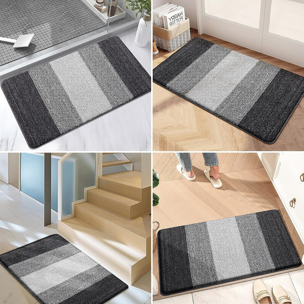 Indoor Outdoor Door Mat, 36x24 Non-Slip Dirt Trapper Doormats | Grey Low-Profile Washable Inside Entrance Front Floor